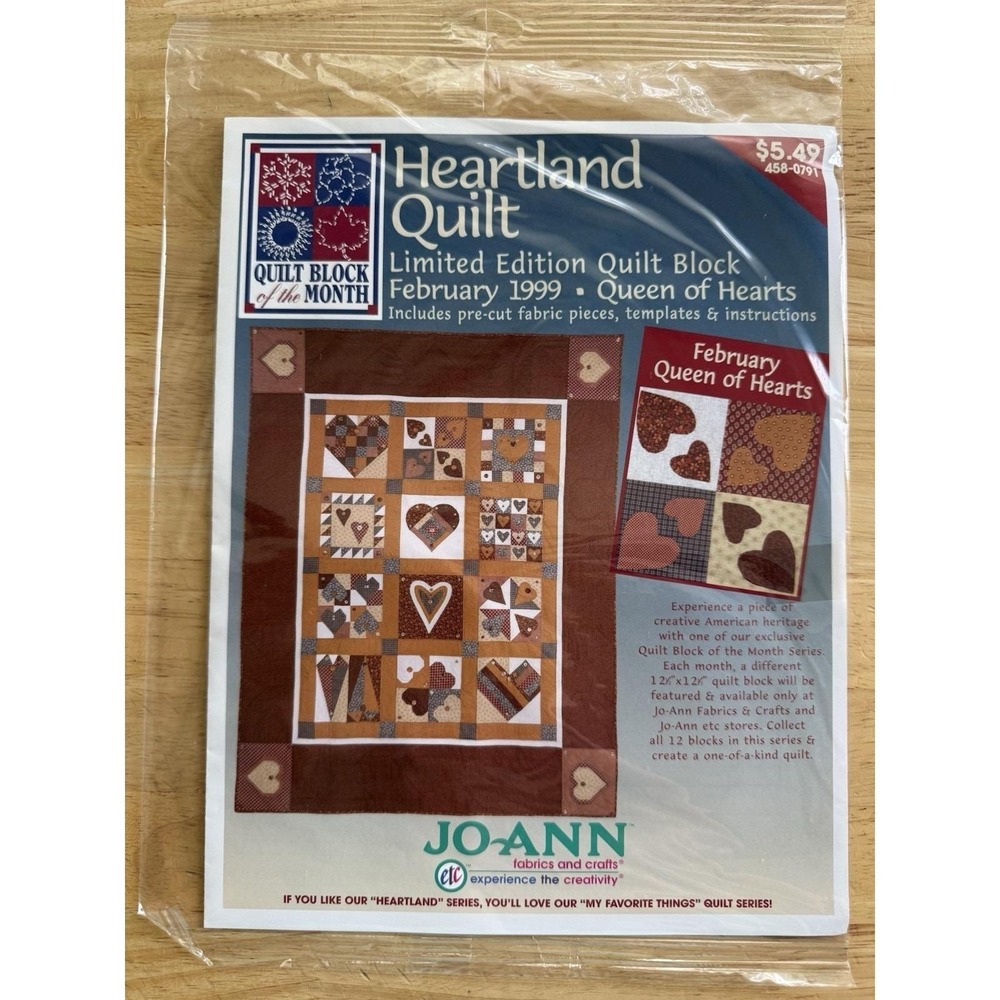 Joann‎ 1999 Limited Edition Heartland Quilt BOM February Queen Of Hearts